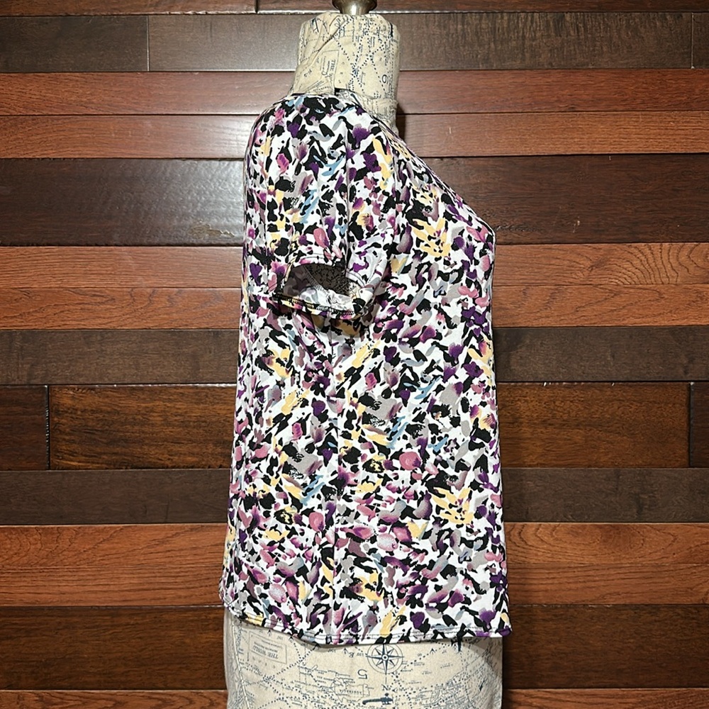 Elementz Purple and Yellow Abstract Print Blouse - Picture 7 of 10